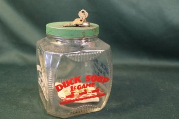 Locking Duck Soup Game Glass Jar Bank  (401)