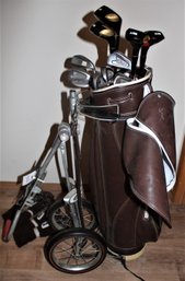Full Set Golf Clubs, Brute Drivers & Irons & Putters, Dolly & Covers In Bag With Hand Cart  (403)