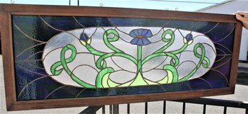 Vintage Framed Stained Glass Window, 50'x 19'H (412)