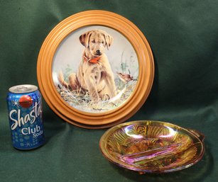 11'd  Franklin Mint Collector Plate & 8' Iridized Carnival Glass  Bowl(414)