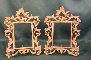 2 Free Standing Gilded  Metal Picture Frames, Fits 4x6' Picture, Has All Fasteners  (415)