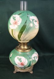 Antique Electrified 'Gone With The Wind' Oil Lamp, Ca 1900, Original Base & Shade, 23.5'H  (41)