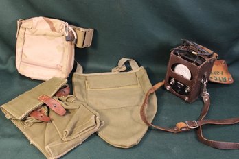 3 Canvas Bags, Old Bell System OHM Meter In Leather Case  (420)