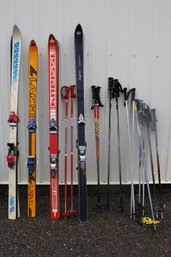 4 Pair Down Hill Snow Skies And 6 Pair Ski Poles/Walking Sticks  (420)