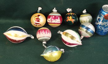 9 Antique Glass Christmas Ornaments  (427)