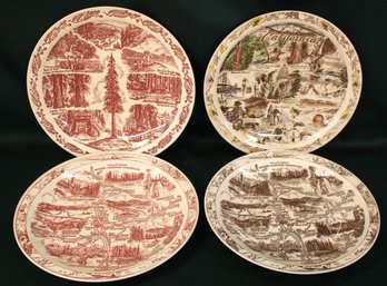 4 Souvenir Plates By Vernon Kilns - Calif, Redwood Hwy, 2 Shasta-cascade  (429)
