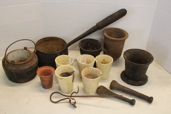 Antique Mining - Melters, Mortars & Pestles, Crucibles, Miner's Candle Holder   (42)