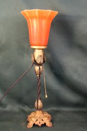 Antique Table Lamp W/ Glass Shade, 17'H  (432)