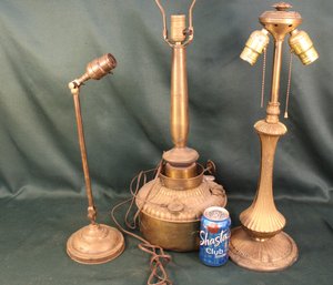 3 Lamp Bases - 2 Need Rewiring, 16'-30'H  (434)