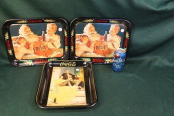 3 Coca Cola Trays - Vintage , 13'x 10'  (438)