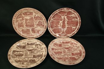 4 Souvenir Plates By Vernon Kilns, 10'D - 2 Shasta-cascade, Redwood Hwy, & Reno, Nv.  (438)