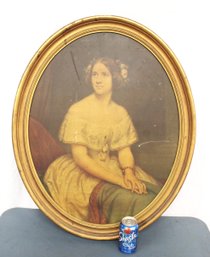 Antique Oval Frame W/ Portrait Print, 26x32'  (439)