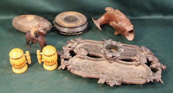 Antique Wood Candle Holder, Ram, Salt & Pepper Shakers, Fish, More   (43)