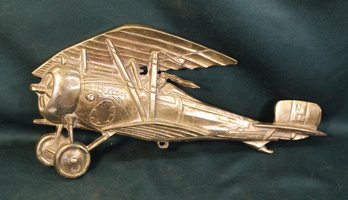 Vintage Brass Airplane Wall Hanging, Very Heavy, 18x9'  (43)