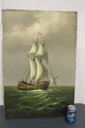 Nice Unframed , Unsigned Nautical Oil Painting On Canvas, 20x30'  (440)