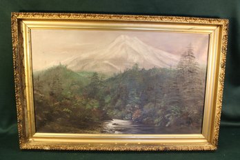 Nice Old Ornately Framed Oil Painting On Canvas, Unsigned, 30x20'  (442)