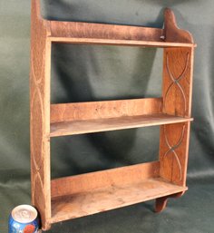 Antique Oak Wall Shelf W/ 3 Shelves, 15x4x23'H  (445)
