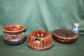 3 Ceramic Spittoons - 2 Have Some Damage As Shown  (446)