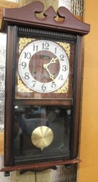 Vintage Spring Driven, Time And Strike Centurion Wall Clock W/pendulum, No Key, Working, 11x5x24'H  (453)