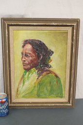 Framed Acrylic Portrait On Board Of Native American  By M. Yacury, 16x20'H  (456)