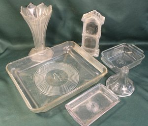 Misc. Glass - 11x14' Frigidaire Glass Pan,10' Vase, 8x6' Anchor Hockings Pan, Clock Case, More    (45)