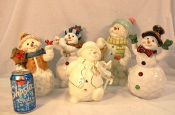 Vintage Group Of 5 Ceramic Snowmen Figures  (46)