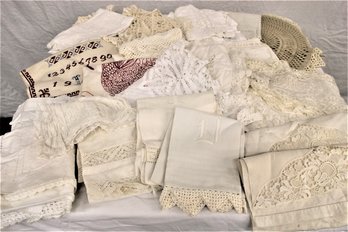 Antique Lace & Embroidered Doilies, Table Runners, Tablecloths, More  (47)