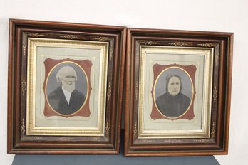 Antique Pair Of Exquisite Shadow Box Frames W/color Tinted Photos, 18'x 21'    (47)