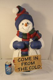 Ex Large Vintage Ceramic 26'h Snowman With Sign  (47)