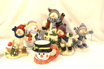 5 Ceramic Snowman Figures & Snowman Mug  (48)