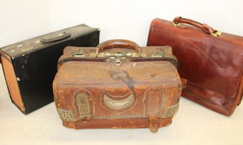Antique Cases - Ornate Leather & Metal Case, File And Leather  Briefcase   (49)