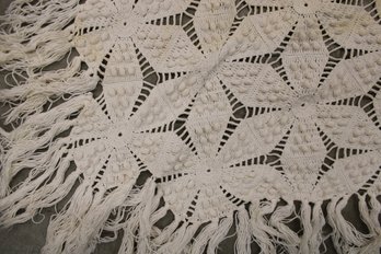 Antique Full Size Crocheted Coverlet, 81'x 81', Needs Some Repair   (49)