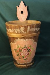 Vintage Tole Painted Wooden Bucket, 11'x 8'x 24'H  (50)