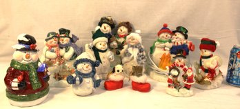 9 Ceramic Snowman Figures & Cat And Dog In Boots Figures  (51)