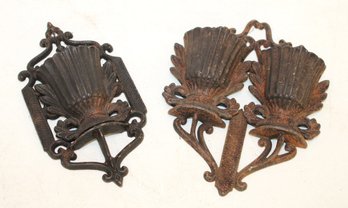 Antique 2 Hanging Cast Iron Match Holders   (52)