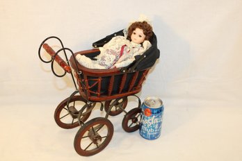 Doll Buggy & 8'H Doll With Porcelain Head, Legs And Arms  (53)