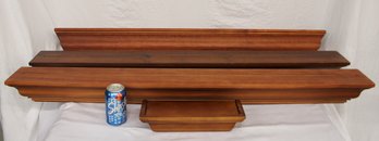 Assorted Vintage 4 Wood Wall Shelves W/plate Groves - 12' Long & 3@ 48' Long (53)