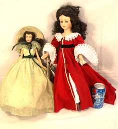 2 Dolls - Hand Painted Porcelain Seymore Mann 19'H 'Southern Belle' & Doll W/ Hoop Skirt  (54)