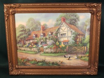 Antique Framed Print 'Mary Arden's Cottage', 19'x 16'  (57)