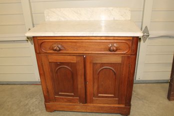 Antique Walnut Marble Top Commode With Back Splash, Early Joinery, 33'x 16'x 36'H  (5)
