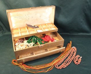 Lady Buxton Jewelry  Box (as Is) And Contents - Beads, Shells, More  (63)