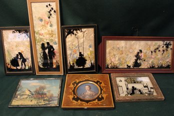 7 Small Frames - 4 Are Silhouettes W/ Milkweed Background  (64)