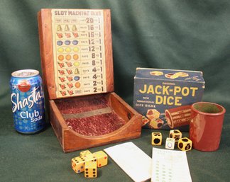 Antique Slot Machine Dice Game W/ Dice & Directions, 1947, Williams Co., Wis.  (64)