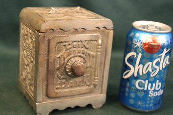 Antique Metal Coin Bank Safe, 4x3x5'H   (65)