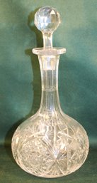 Antique Brilliant Cut Lead Glass Crystal Decanter W/ Stopper, 12'H  (67)