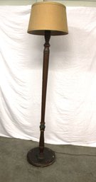 Antique Turned  Wood Floor Lamp With Shade, 69' High  (68)