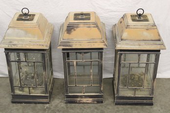 3 Lanterns (One With No Bottom & 2 Broken Panels & One With Broken Panel), 11x11x24'H  (70)