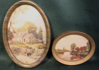 Antique 2 Small Oval Framed Prints - 7x5' & 5x4'  (71)