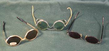3 Pair Vintage Tinted Glasses - One Tempered Lens France, One Italy, One Folding Semiglass  (75)