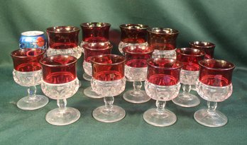 4 Large & 6 Small King's Crown Goblets, 5.5' & 4'H  (76)